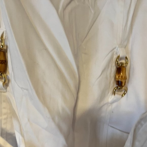 Ellen Tracy White Sheath Dress, Lined - Sash Belt, Back Zip - 12 - Picture 3 of 6